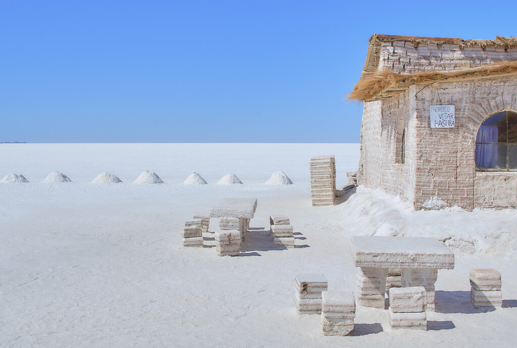 The other-worldly landscape and Salt Hotel, Uyuni